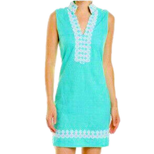 Sail to Sable linen cotton blend mint Dress a line embroidery size Medium